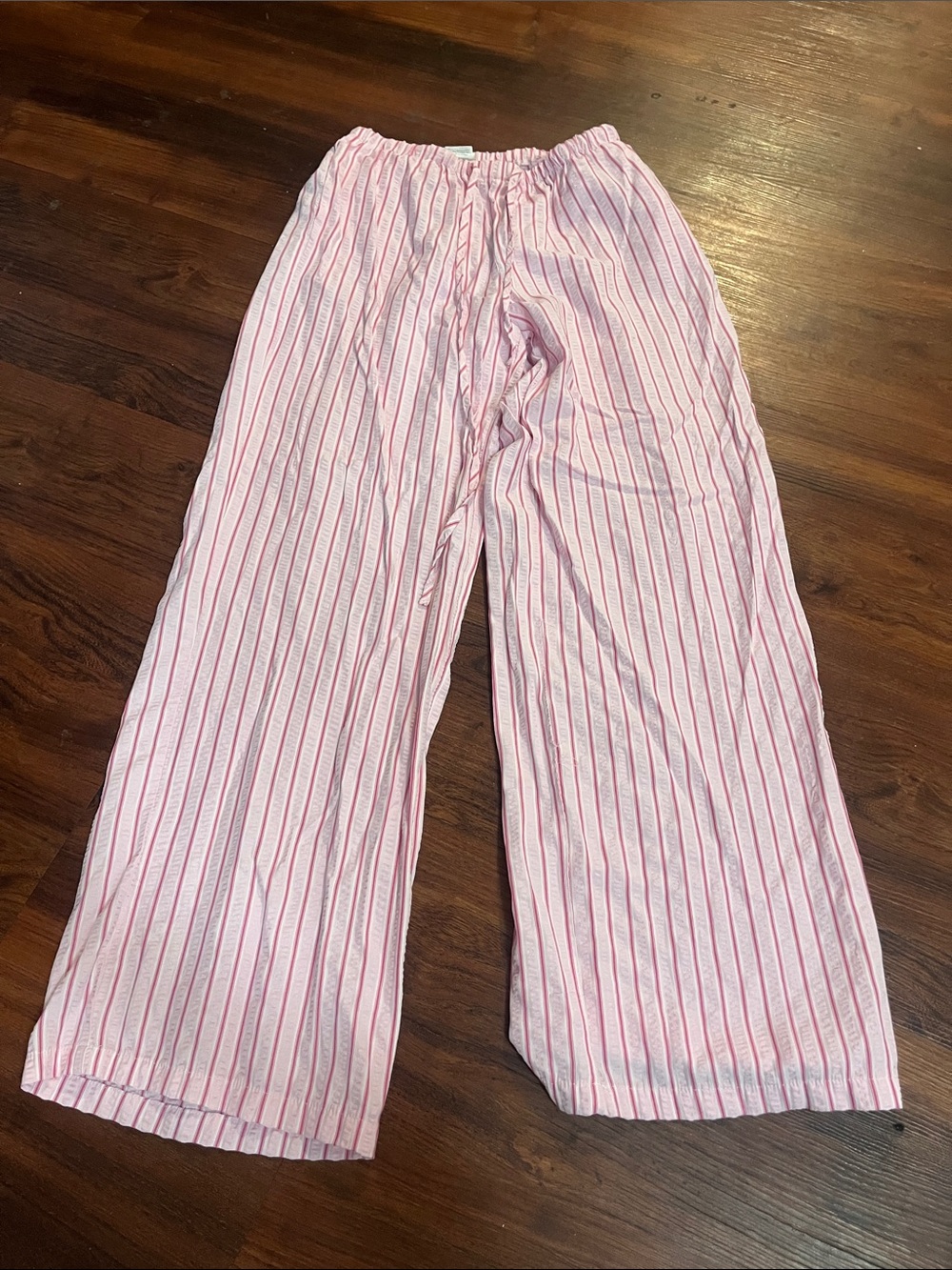 SHEIN Pink & White Stripe Wide Leg Track Pants